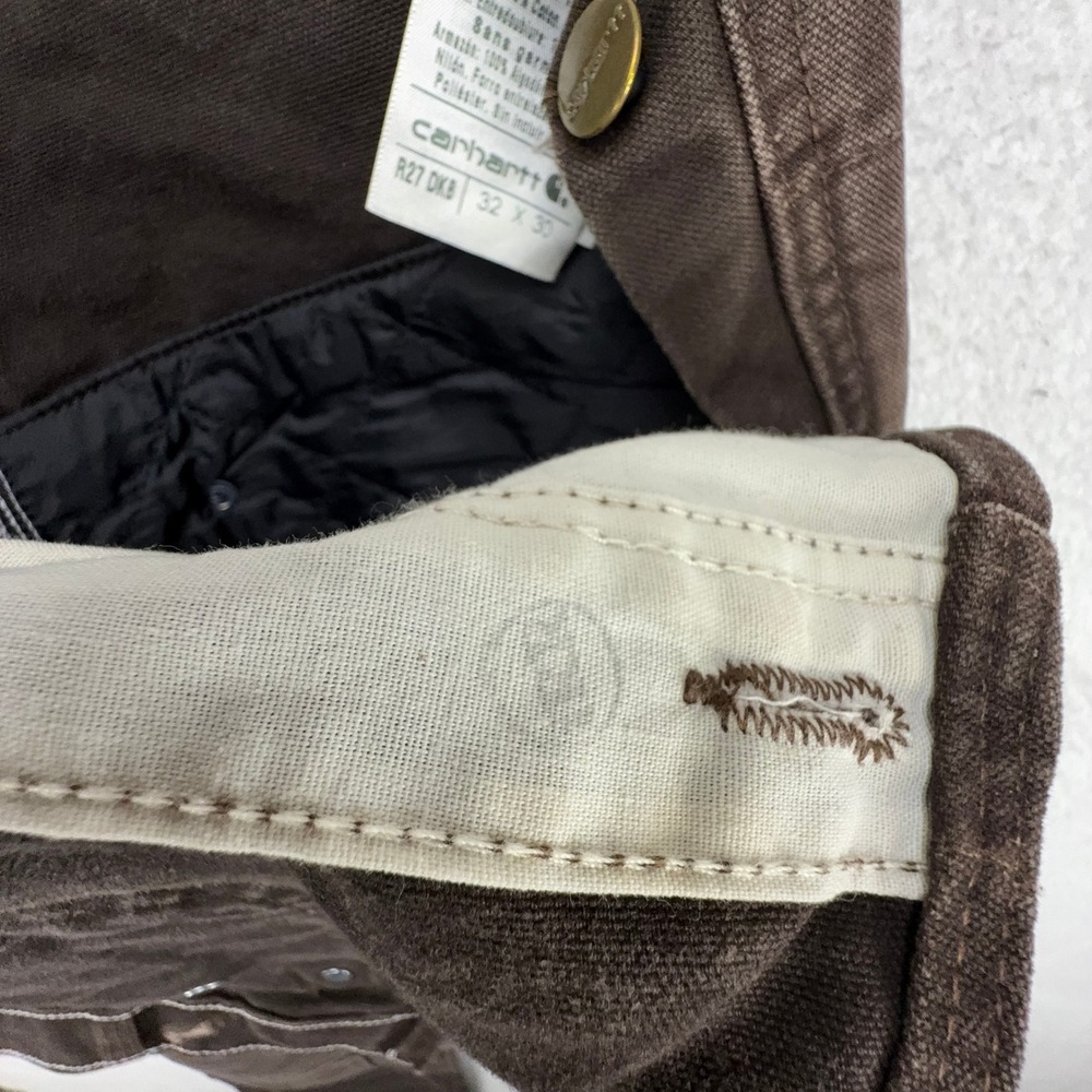 Carhartt R27 DKB Quilt Lined Sandstone Bib Overalls Dark Brown 32 x 30 Mens - Picture 13 of 13